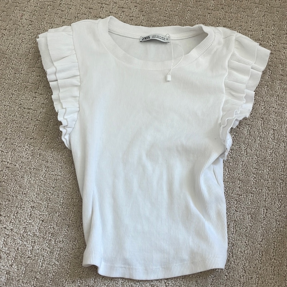 preppy white Zara top